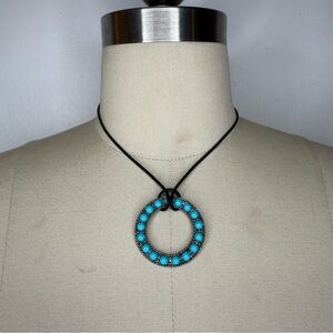 Blue stone cord necklace